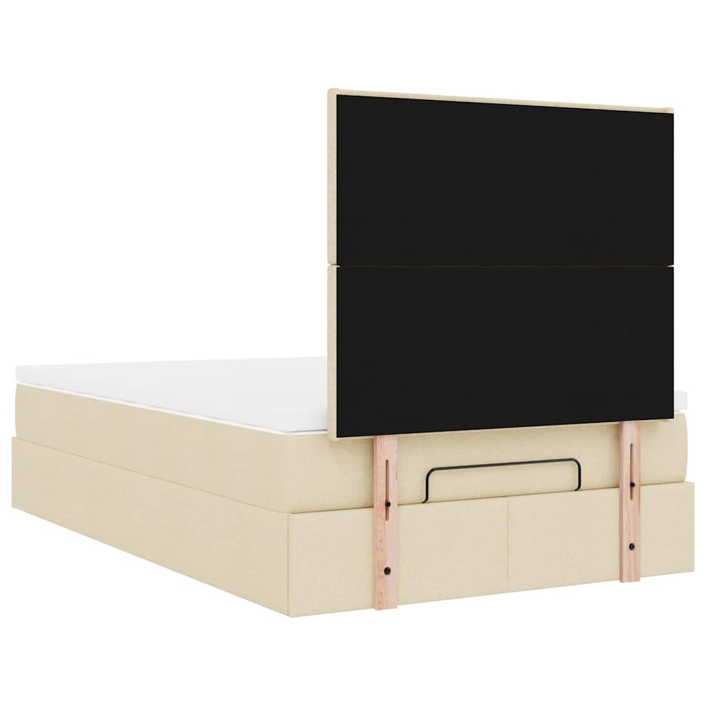 Estrutura de cama otomana com colchão 120x190 cm tecido creme - Image 9