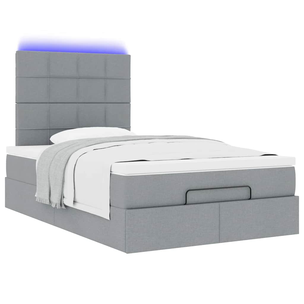Estrutura de cama otomana com colchão cinza claro tecido - Image 2