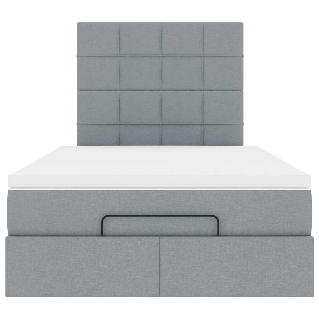 Estrutura de cama otomana com colchão cinza claro tecido - Image 5