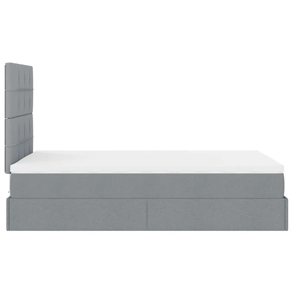 Estrutura de cama otomana com colchão cinza claro tecido - Image 8