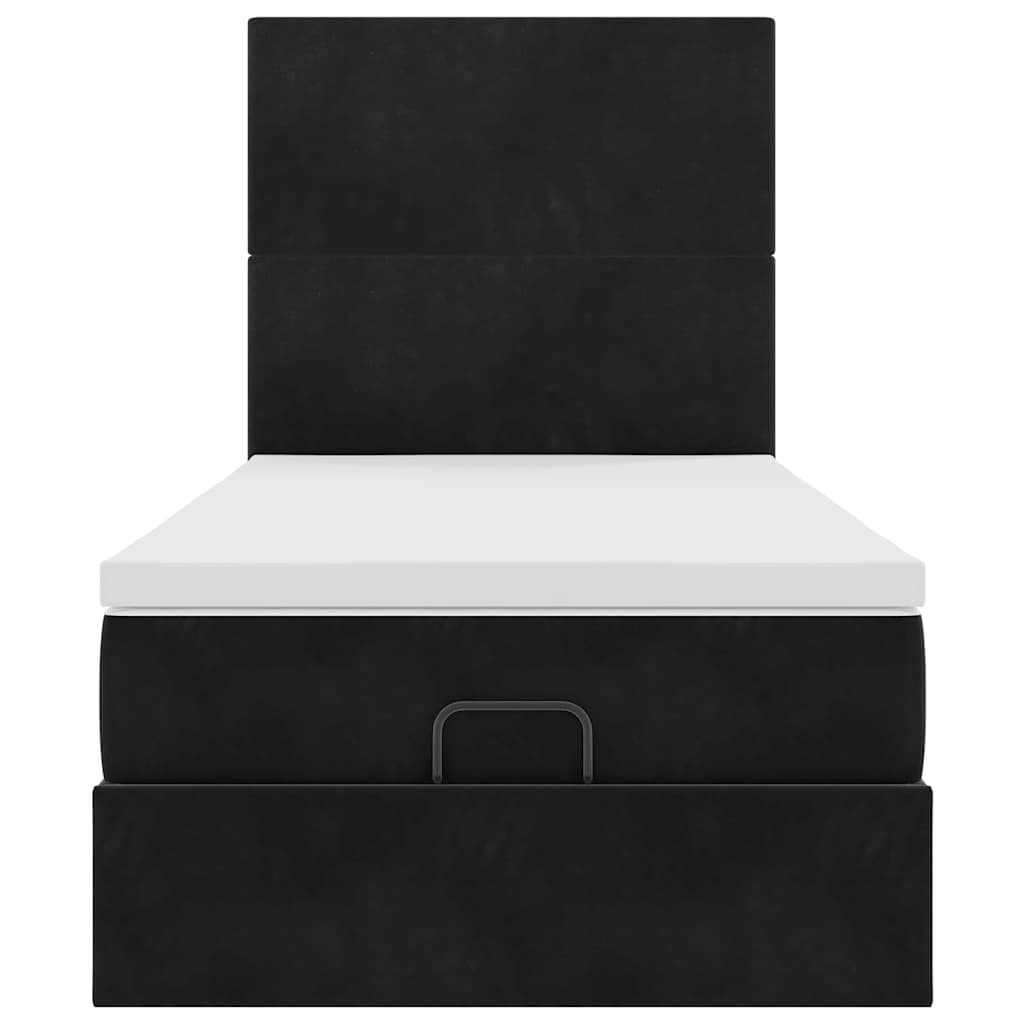 Estrutura de cama otomana com colchões preto veludo - Image 5