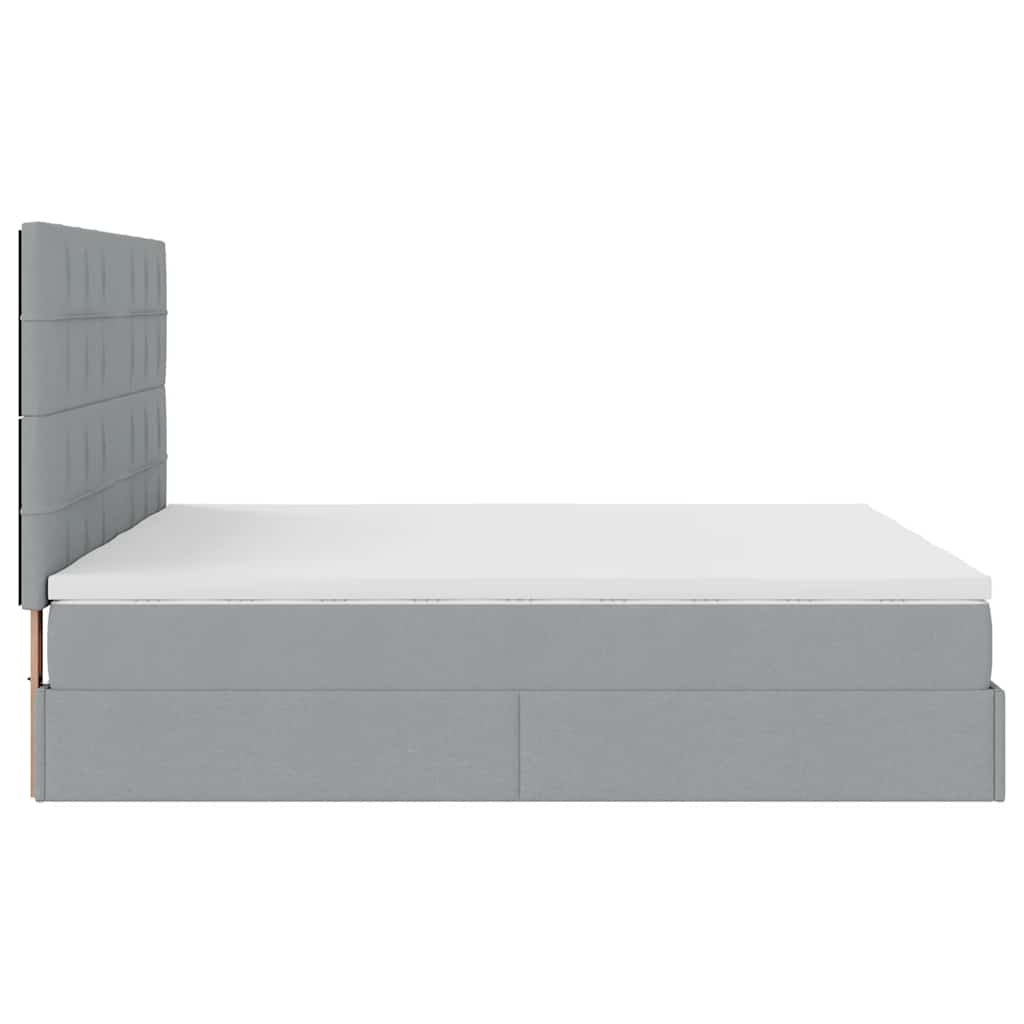 Estrutura de cama otomana com colchões tecido cinzento claro - Image 6