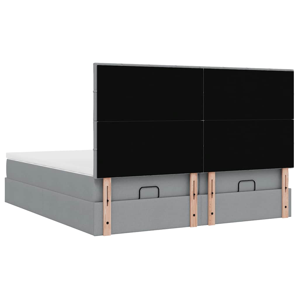 Estrutura de cama otomana com colchões tecido cinzento claro - Image 7