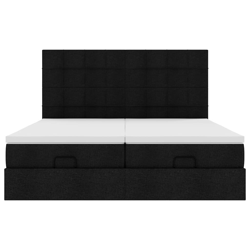 63 / 5,000vidaXL Estrutura de cama otomana com colchões tecido preto - Image 5
