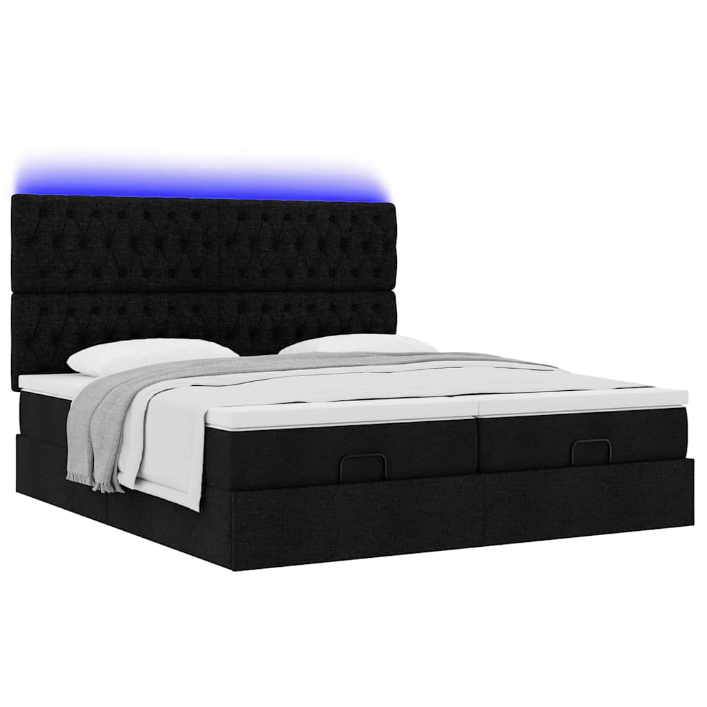 63 / 5,000vidaXL Estrutura de cama otomana com colchões tecido preto - Image 3