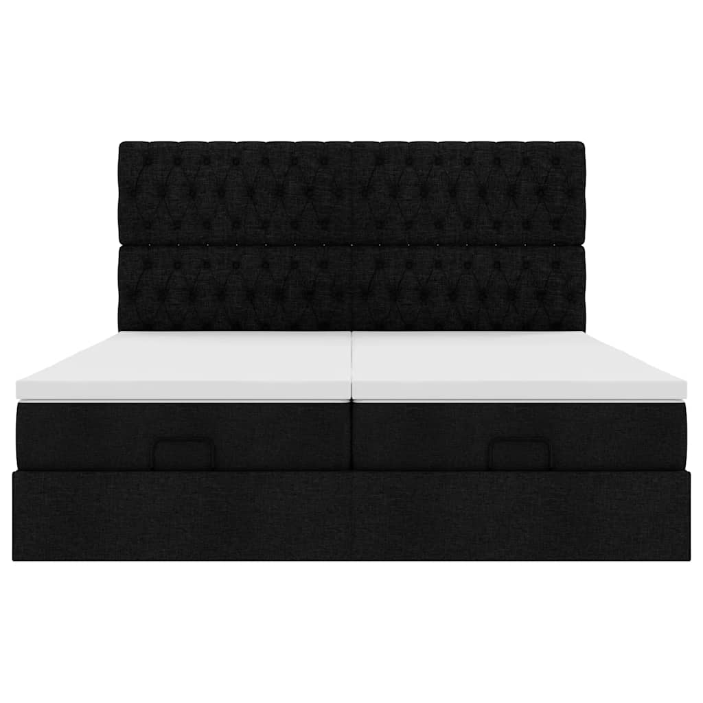 63 / 5,000vidaXL Estrutura de cama otomana com colchões tecido preto - Image 5