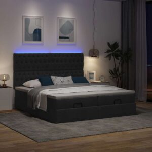 63 / 5,000vidaXL Estrutura de cama otomana com colchões tecido preto