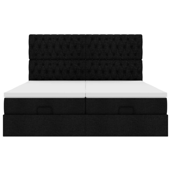 63 / 5,000vidaXL Estrutura de cama otomana com colchões tecido preto - Image 5