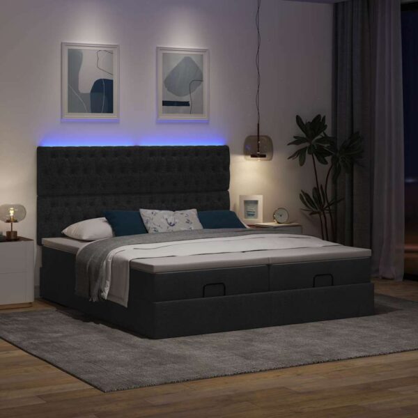 63 / 5,000vidaXL Estrutura de cama otomana com colchões tecido preto