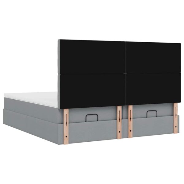 Estrutura de cama otomana com colchões tecido cinzento claro - Image 7