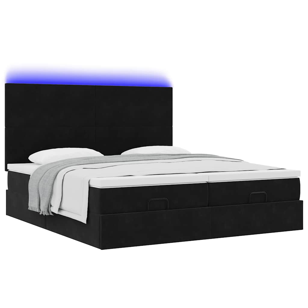Estrutura de cama otomana com colchões 180x200cm veludo preto - Image 3