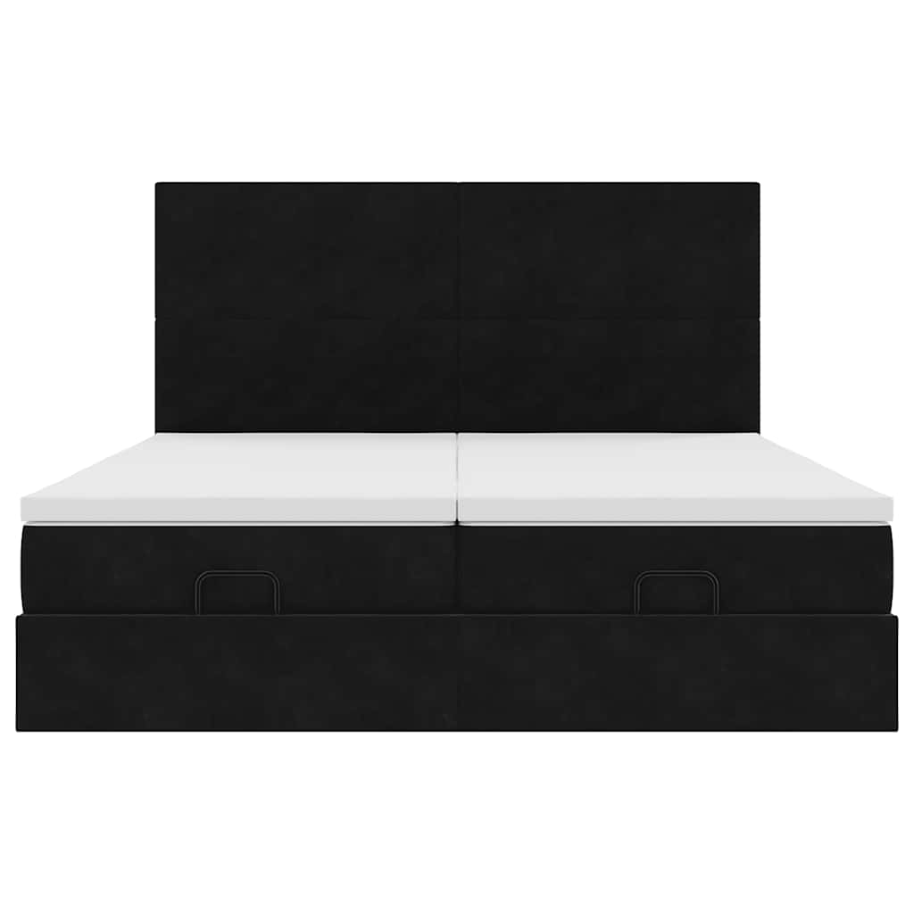 Estrutura de cama otomana com colchões 180x200cm veludo preto - Image 5