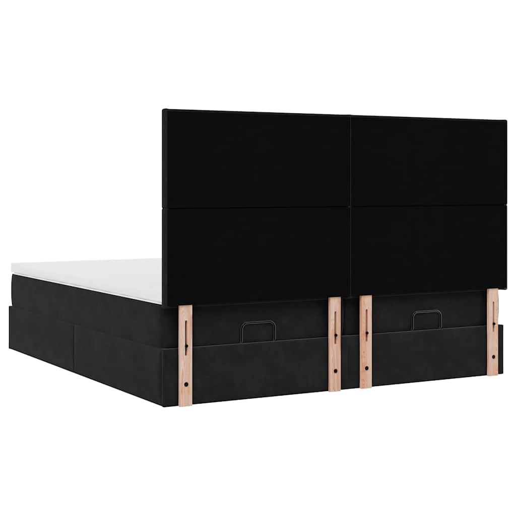 Estrutura de cama otomana com colchões 180x200cm veludo preto - Image 7