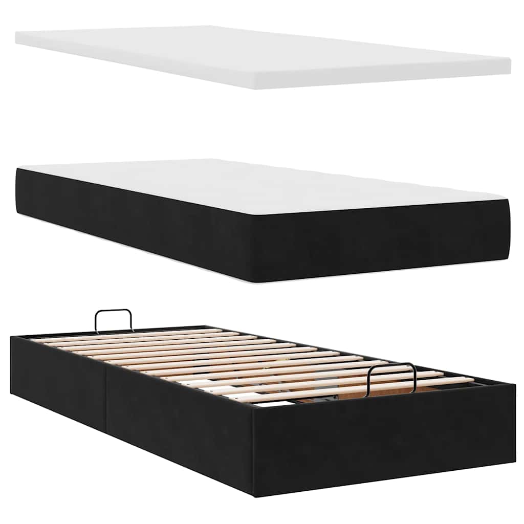 Estrutura de cama otomana com colchões 180x200cm veludo preto - Image 9