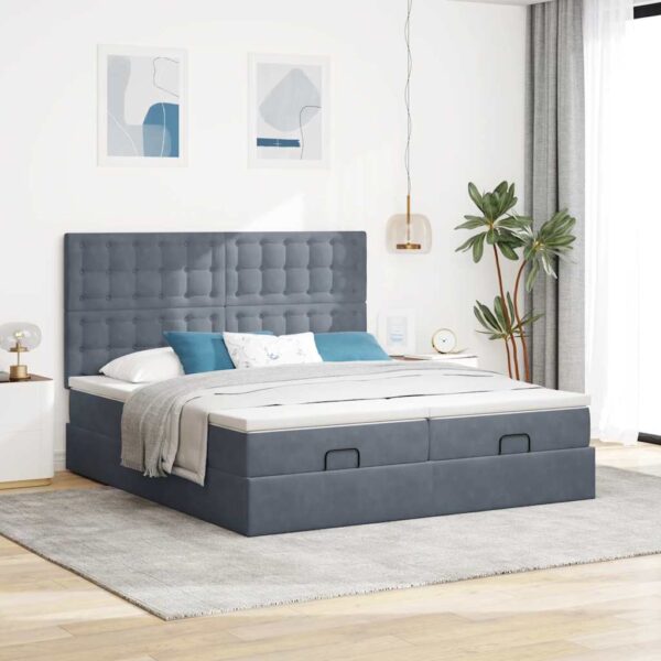 Estrutura cama otomana colchões 180x200 cm cinzento escuro - Image 2