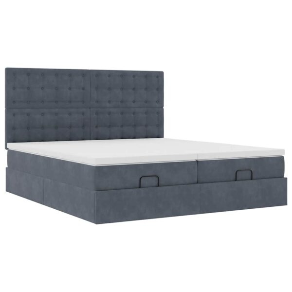 Estrutura cama otomana colchões 180x200 cm cinzento escuro - Image 4