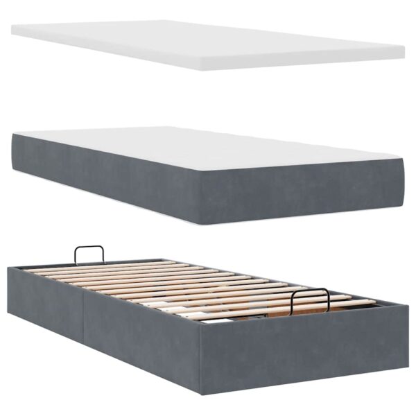 Estrutura cama otomana colchões 180x200 cm cinzento escuro - Image 9