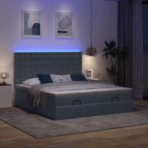 Estrutura cama otomana colchões 180x200 cm cinzento escuro