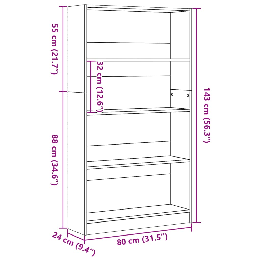 Estante 80x24x143 cm derivados de madeira cinzento sonoma - Image 8