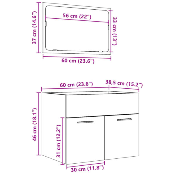 2 pcs conj. móveis casa banho derivados madeira carvalho sonoma - Image 10