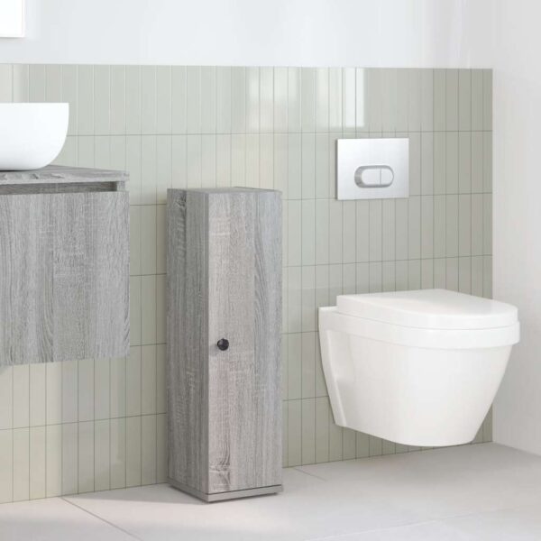 Móvel p/ casa banho c/ suporte rolos 20,5x22x72 cm sonoma cinza - Image 2