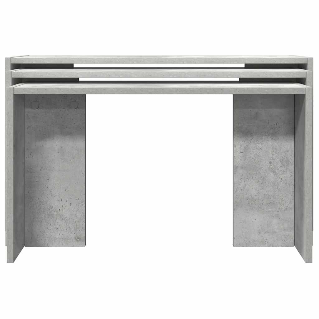 Mesas de encastrar 3 pcs derivados de madeira cinzento cimento - Image 3
