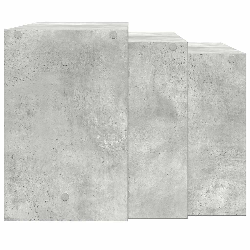 Mesas de encastrar 3 pcs derivados de madeira cinzento cimento - Image 4
