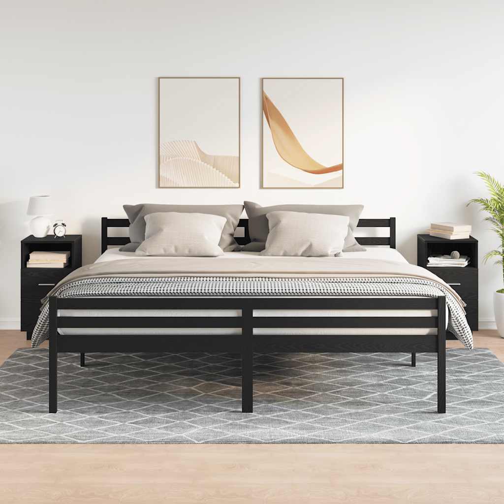 Mesas de cabeceira 2 pcs com 2 gavetas 36x36x68 cm preto - Image 2