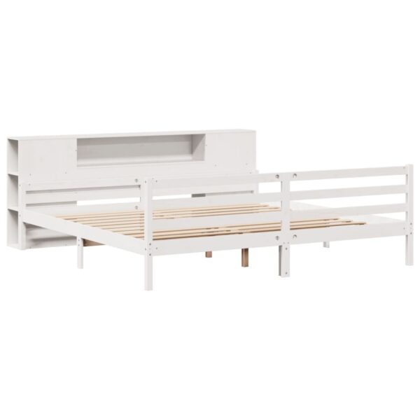 Cama com estante sem colchão 200x200 cm pinho maciço branco - Image 2