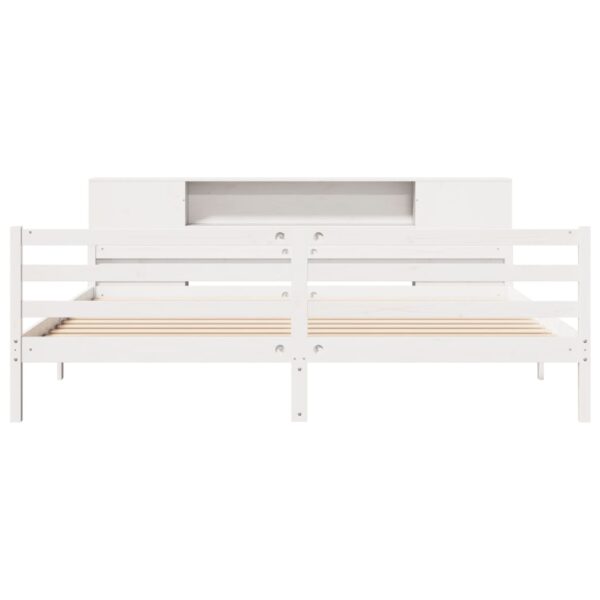 Cama com estante sem colchão 200x200 cm pinho maciço branco - Image 3