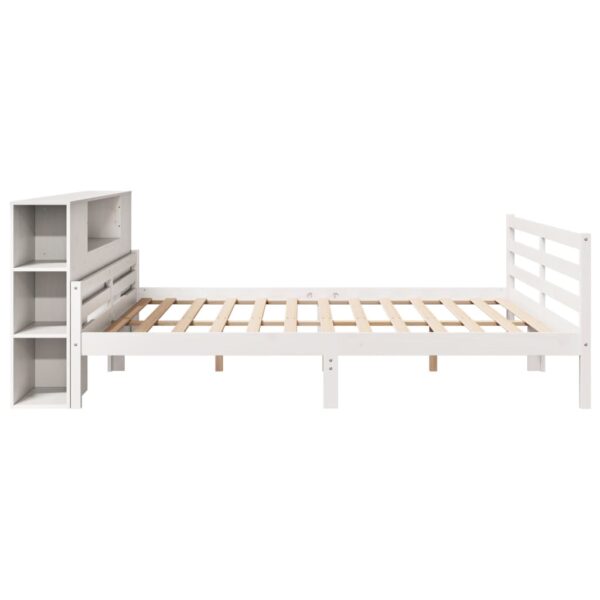 Cama com estante sem colchão 200x200 cm pinho maciço branco - Image 4