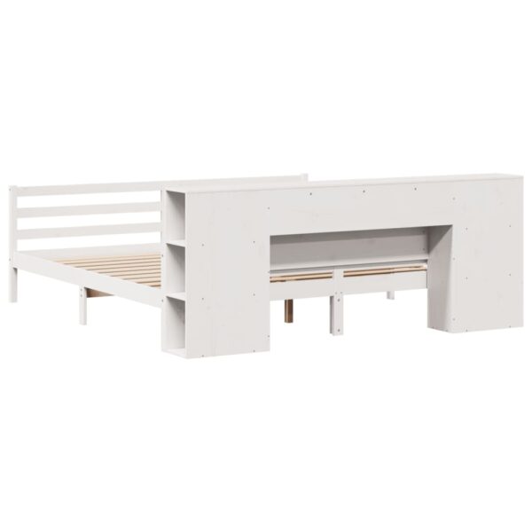 Cama com estante sem colchão 200x200 cm pinho maciço branco - Image 5