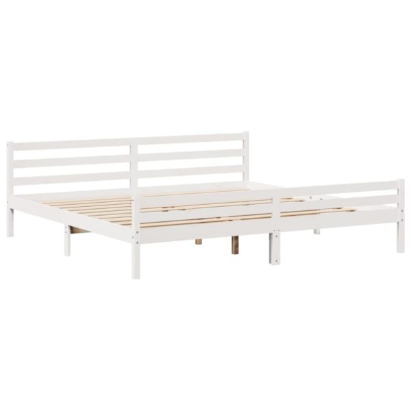 Cama com estante sem colchão 200x200 cm pinho maciço branco - Image 7