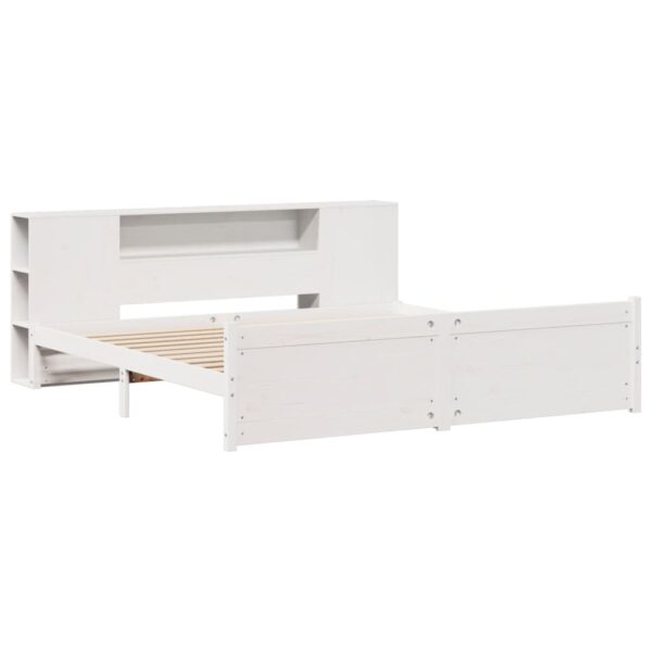 Cama com estante sem colchão 200x200 cm pinho maciço branco - Image 2