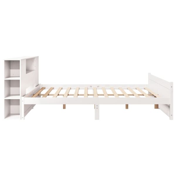 Cama com estante sem colchão 200x200 cm pinho maciço branco - Image 4