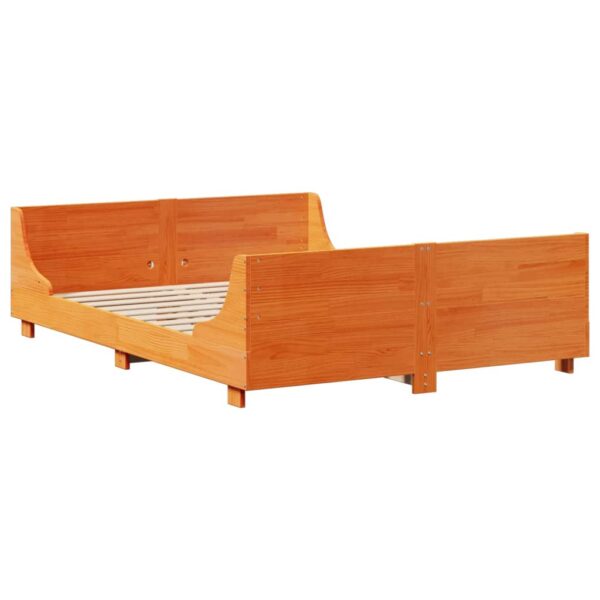 Cama sem colchão 150x200 cm madeira pinho maciça castanho-mel - Image 4