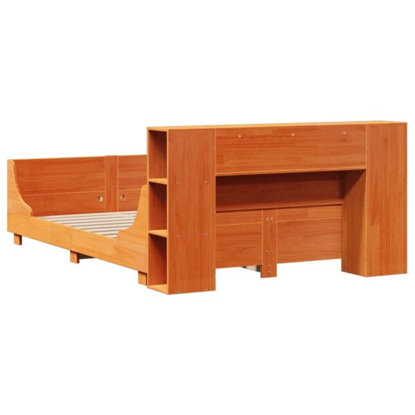 Cama sem colchão 150x200 cm madeira pinho maciça castanho-mel - Image 7