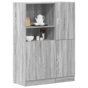 2 pcs armário de cozinha conjunto deriv. madeira cinza sonoma