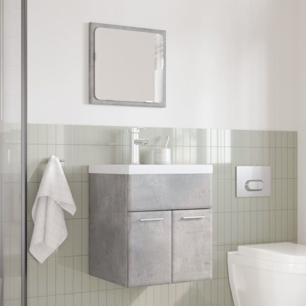 3 pcs conj. móveis casa banho derivados madeira cinza cimento - Image 2
