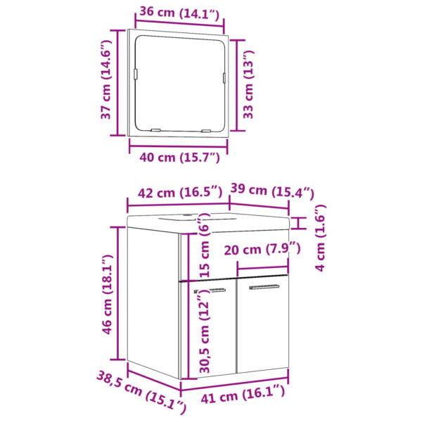 3 pcs conj. móveis casa banho derivados madeira cinza cimento - Image 11