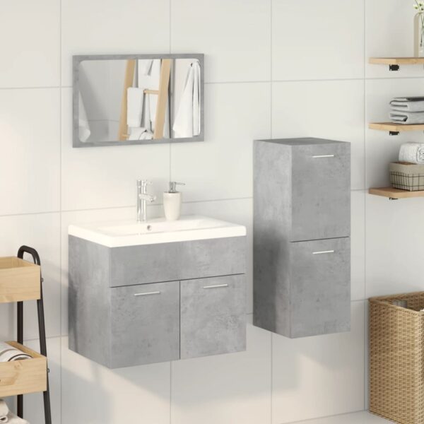 3 pcs conj. móveis casa banho derivados madeira cinza cimento - Image 2