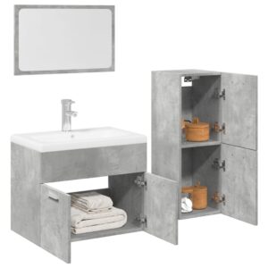 3 pcs conj. móveis casa banho derivados madeira cinza cimento