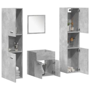 4 pcs conj. móveis casa banho derivados madeira cinza cimento