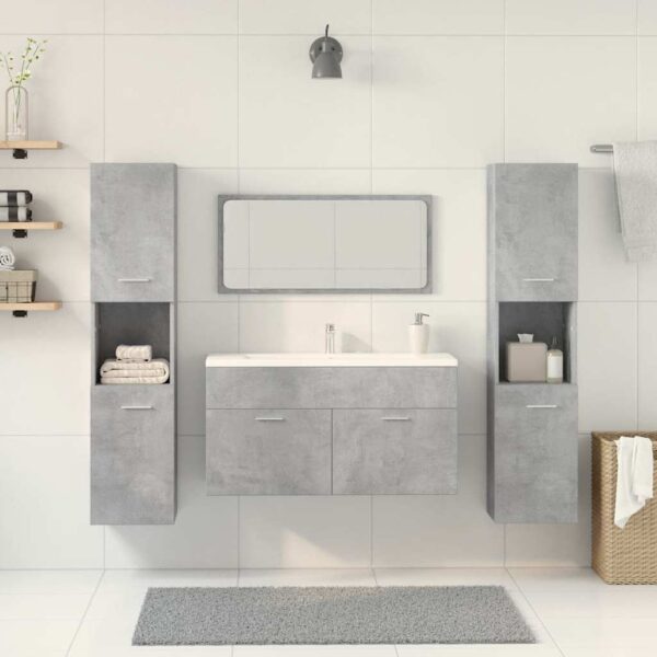 4 pcs conj. móveis casa banho derivados madeira cinza cimento - Image 2