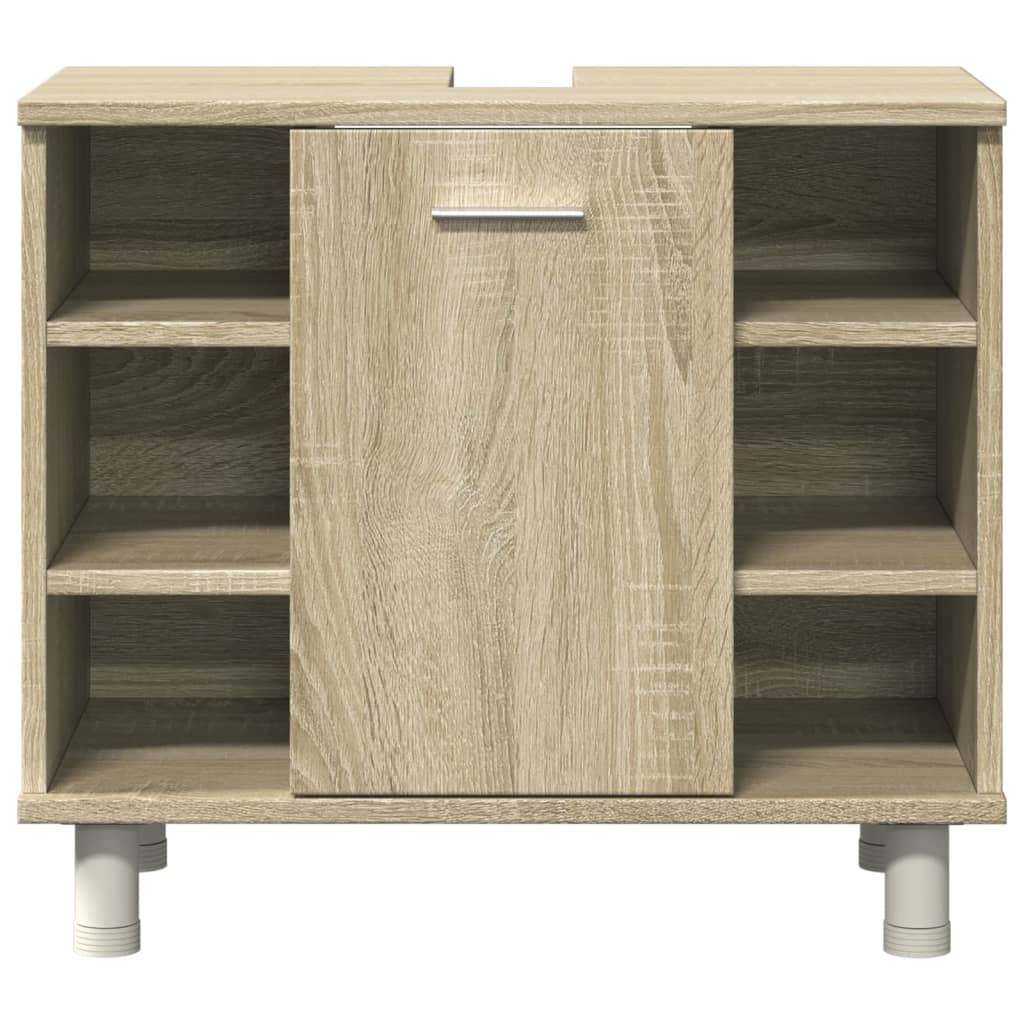 4 pcs conj. móveis casa banho derivados madeira carvalho sonoma - Image 4