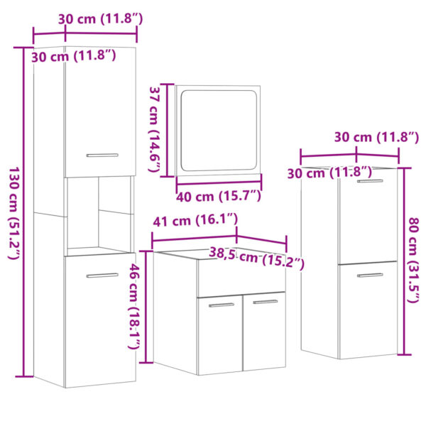 4 pcs conj. móveis casa banho derivados madeira carvalho sonoma - Image 11