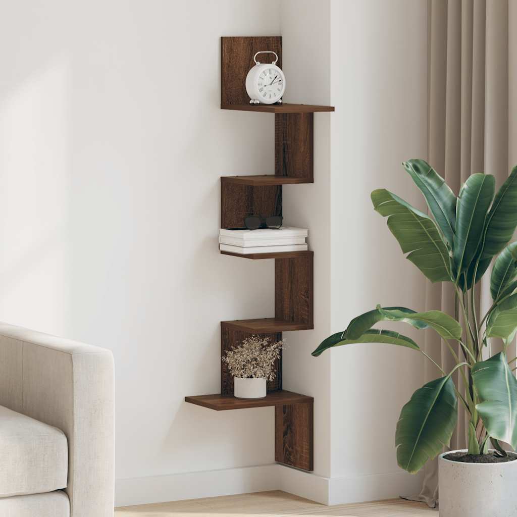 Estante de parede p/ canto derivados madeira carvalho castanho - Image 2