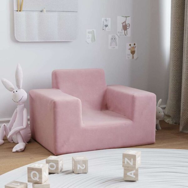 Sofá infantil de pelúcia rosa - Image 2