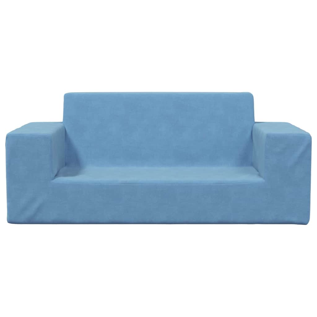 Sofá infantil de 2 lugares pelúcia azul - Image 3