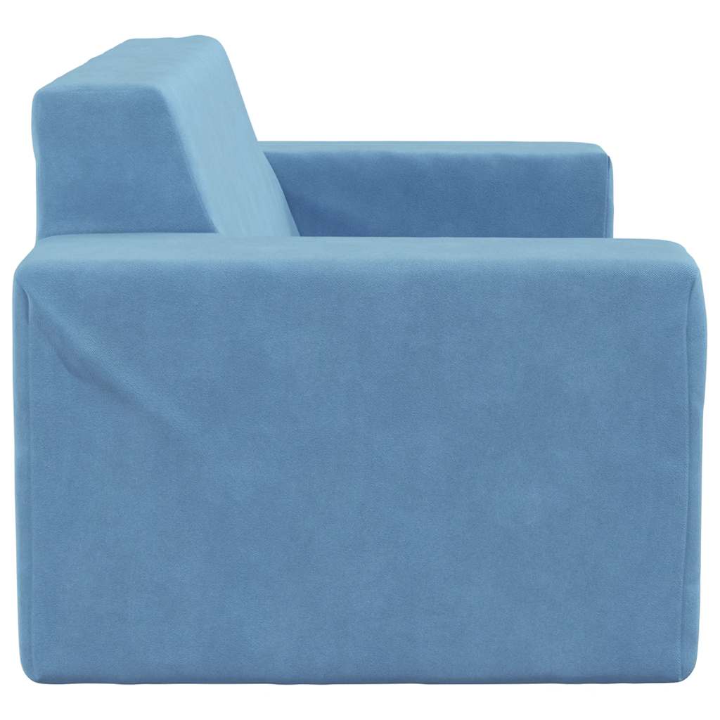 Sofá infantil de 2 lugares pelúcia azul - Image 4